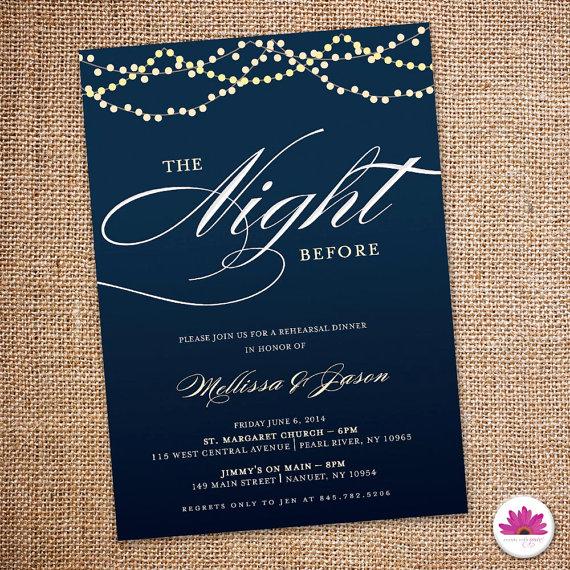 Wedding - Starry Night - Rehearsal Dinner Invitation 5 X 7  (Digital file)