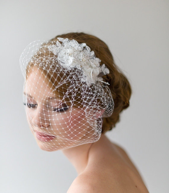 Mariage - Birdcage Veil, 9 Inch Birdcage Veil, Wedding Veil, Lace Birdcage Veil, Vintage Style Birdcage Veil