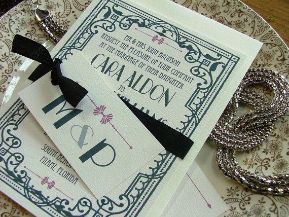 زفاف - Wedding Invitations: Art Deco Pale Pink touch, a deposit to begin order
