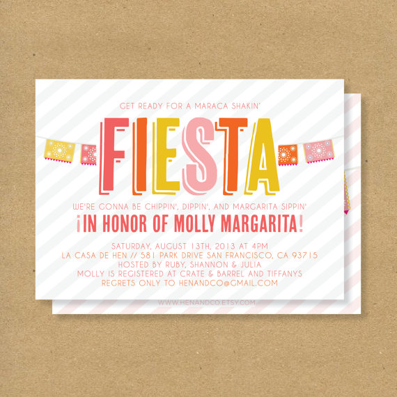 FIESTA Invitation Printable Mexican Flags Stripes Fiesta