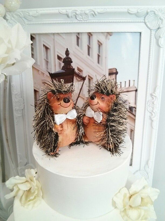 Свадьба - SALE Ooak lovely hedgehog wedding cake topper