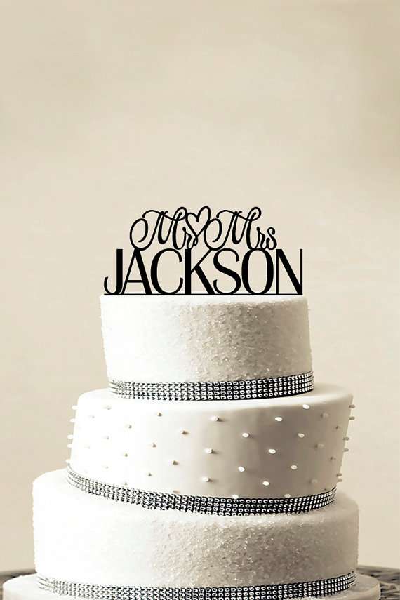Wedding - Custom Wedding Cake Topper - Personalized Monogram Cake Topper - Mr and Mrs - Cake Decor - Bride and Groom