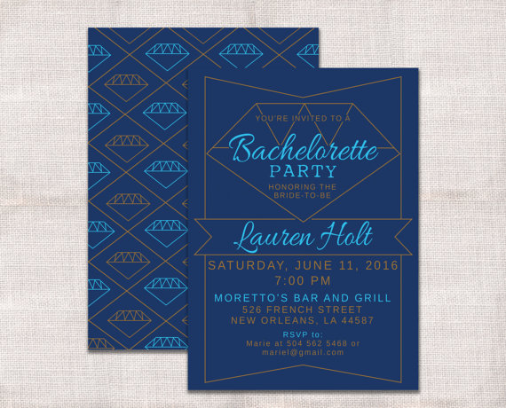Wedding - Bachelorette party invitation custom printable 5x7 Hen's night invite