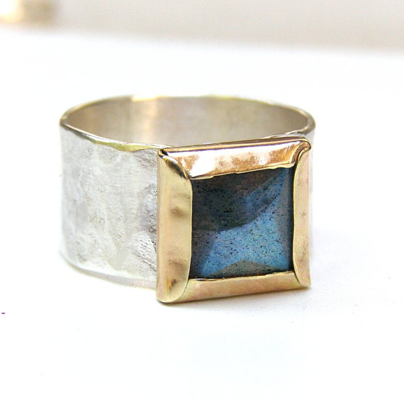 زفاف - Handmade Engagement Ring - Fine 14k gold ring silver sterling ring Labradorite Gemstone