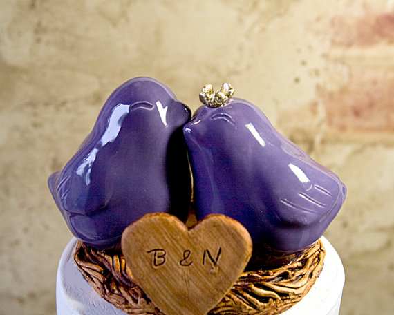 Hochzeit - Purple Love Bird Wedding Cake Topper