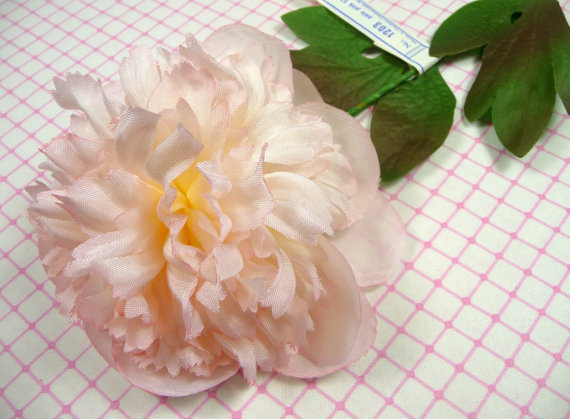 زفاف - Vintage Millinery Peony Flower Pale Pink NOS Germany for Hats Weddings Fascinators, Bouquets