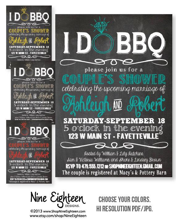 Mariage - I Do BBQ Couples Shower, Barbeque Bridal Shower. Custom Printable PDF/JPG invitation. I design, you print. Made to Match add ons available.