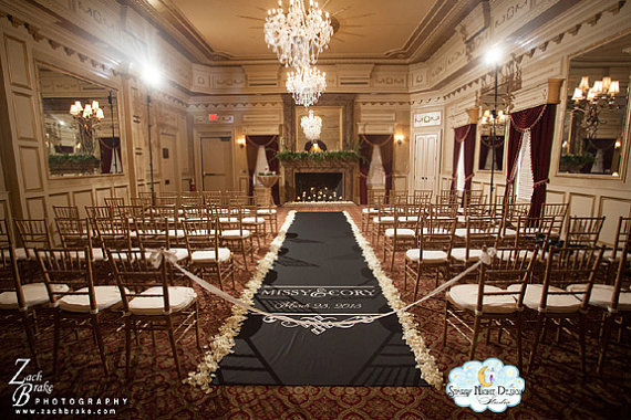 Mariage - Aisle Runners, Wedding Aisle Runner, Custom Aisle Runner, Black Aisle Runner with Monogram on Quality Fabric that Won't Rip or Tear