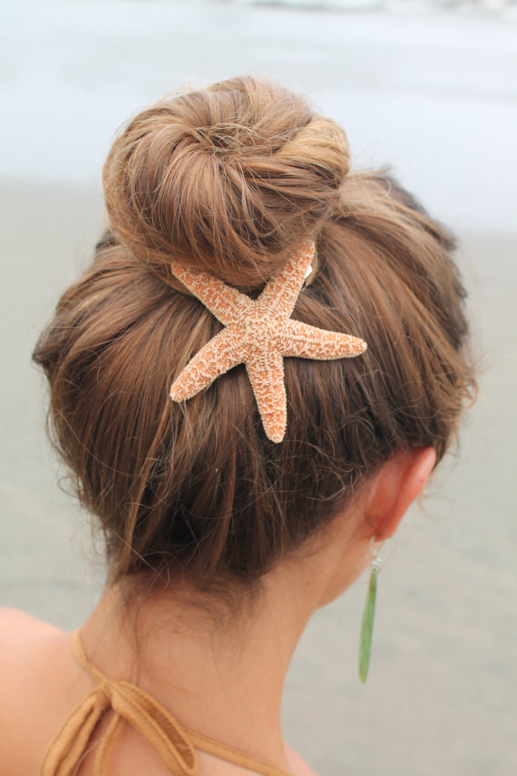 زفاف - Baja Starfish Hair Barrette, starfish hairclip, beach wedding, mermaid accessory