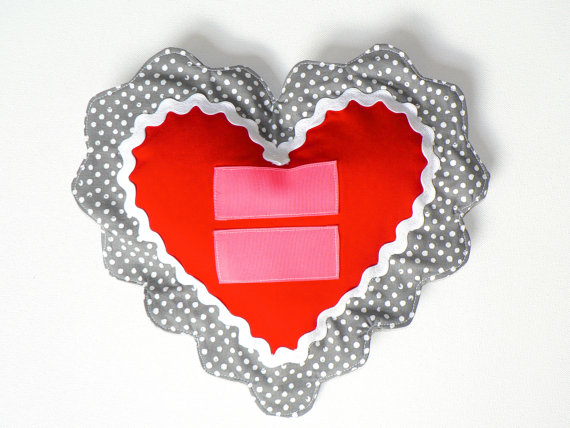 Hochzeit - Marriage Equality Valentine Pillow Wedding Decor Ring Bearer Pillow 12" x 12"