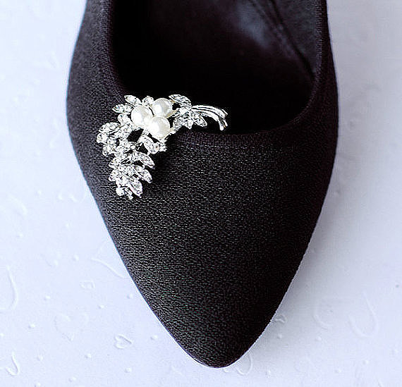زفاف - Bridal Shoe Clips Pearl Crystal Rhinestone Shoe Clips Wedding Party (Set of 2) SC017LX