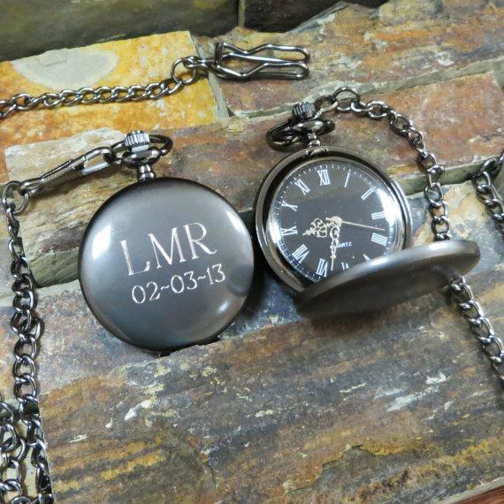Mariage - Personalized Pocket Watch - Monogrammed - Gifts for Men - Groomsmen Gifts - Best man (775)