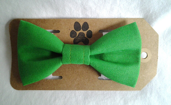 Wedding - Green Bow Tie for dogs or cats collar bows weddings photography pets