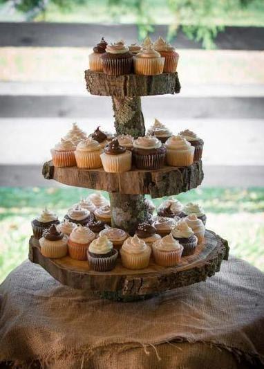 Mariage - Rustic Cupcake Stand 2 Tier- Wedding Cupcake Stand- Cupcake Stand