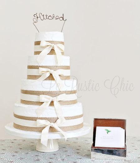 Wedding - Wedding Cake Topper - Wire Cake Topper - Hitched Cake Topper - Personalized Cake Topper - Rustic Chic Cake Topper - Name Cake Topper