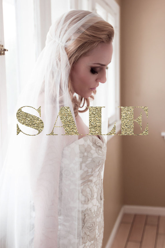 زفاف - SALE Juliet Bridal Cap Wedding Veil,108" with 30" Blusher Diamond White Cap, 1920's Veil, Cathedral Veil, Kate Moss Veil  #1107