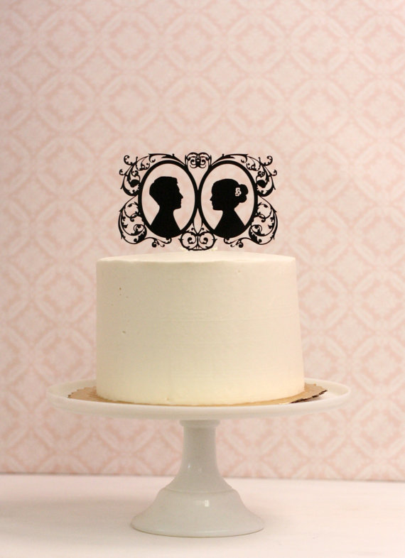 Hochzeit - Wedding Cake Topper - Customized with YOUR OWN Silhouettes