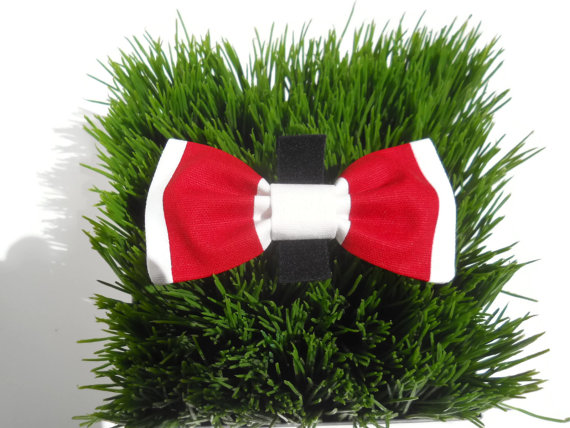 Wedding - Dog bow tie in red and white stripe ...The "Copa Cabana" collection....Any size...