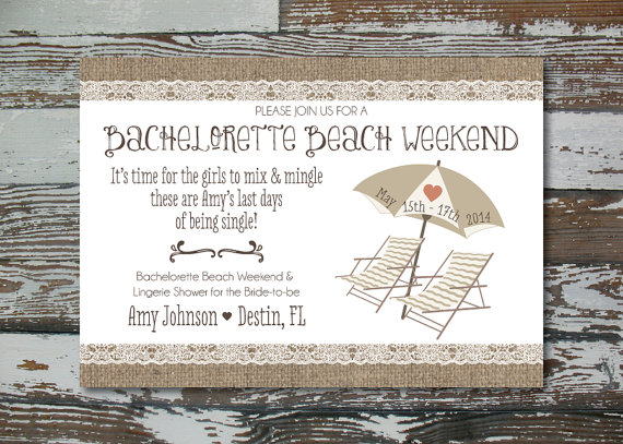 Hochzeit - Bachelorette Beach Weekend Invitation