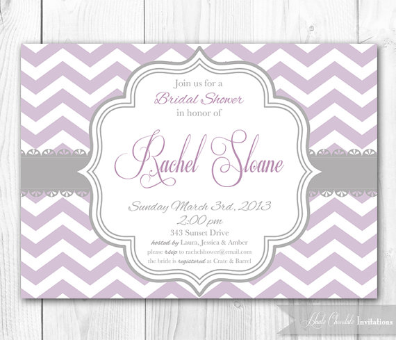 زفاف - Bridal Shower Invitation - Chic Chevron in Lilac & Lavender. DIY Printable Bridal Shower Invite or Baby Shower Invite.