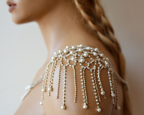 Свадьба - Wedding Rhinestone Jewelry -  Wedding Dress Shoulder