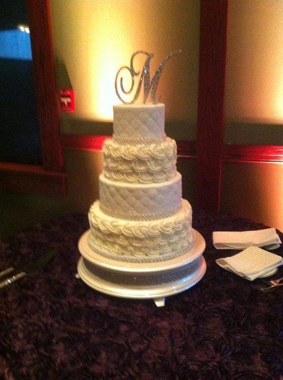 Mariage - Monogram Wedding Cake Topper Crystal Initial Any Letter A B C D E F G H I J K L M N O P Q R S T U V W X Y Z