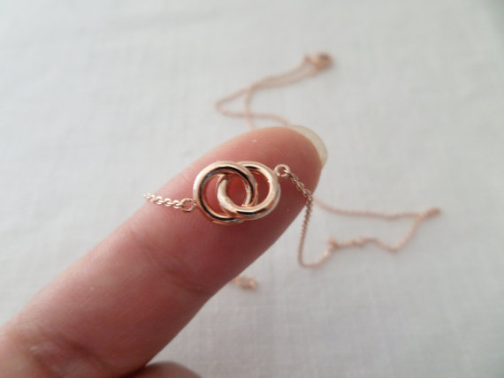 Hochzeit - Tiny Rose gold eternety necklace----dainty,simple, everyday, bridal jewelry, wedding, bridesmaid gift