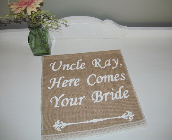 زفاف - Uncle Banner - Custom Wedding Sign - Here Comes The Bride Sign - Ring Bearer Sign - Flower Girl Sign - Burlap Wedding Banner - Personalized