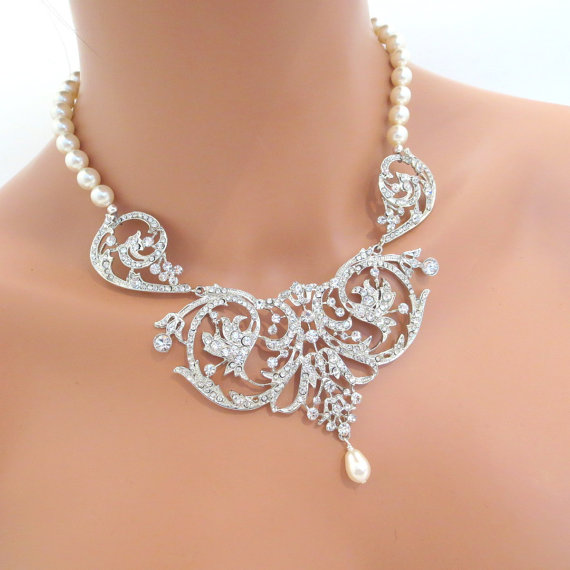 زفاف - Bridal jewelry set, bridal necklace and earrings SET, bridal earrings, wedding jewelry with Swarovski crystals and pearls