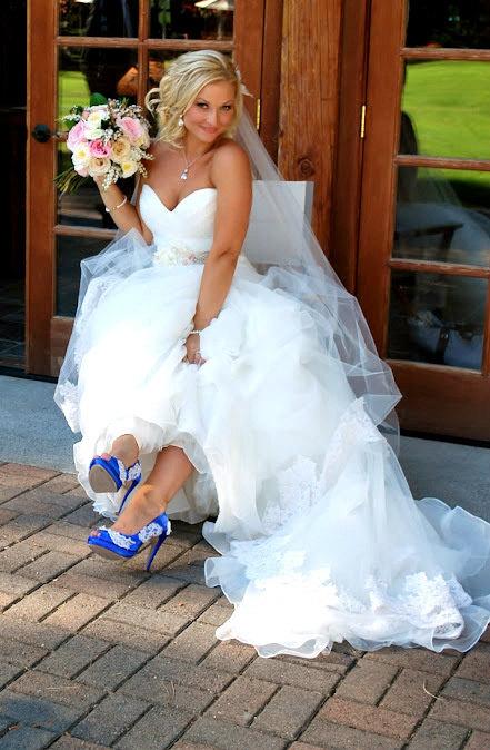 Wedding - Wedding Shoes Platforms Lace Shoes - Lace Wedding Shoes - Sapphire Blue - Dyeable - Choose From Over 100 Colors - Platform Peep Toe Parisxox
