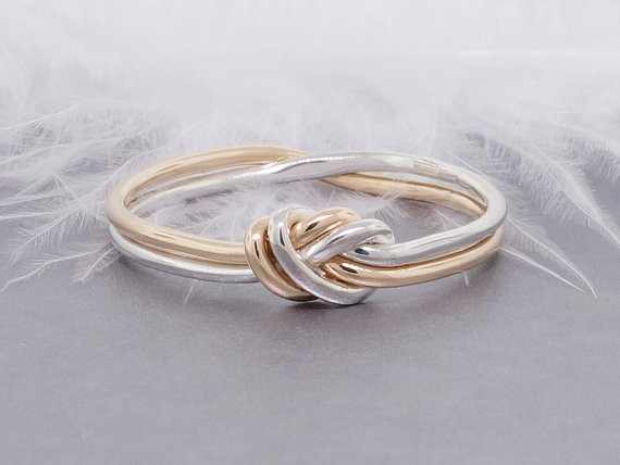 Свадьба - Love knot ring, gold and silver ring, promise ring, commitment ring, engagement ring, nautical ring