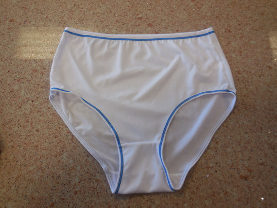 Wedding - Vintage Panties White Underwear High Waist Grannies Lingerie Plus Size XL Retro Style