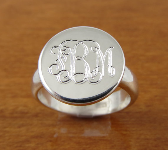 زفاف - Monogram Ring, Initial Ring, Personalized Ring, Engraved Ring Bridesmaids Ring