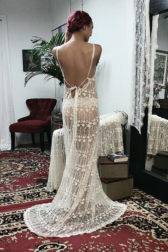 Hochzeit - Backless Bridal Lace Nightgown Heirloom Collection Wedding Lingerie Sarafina Dreams Bridal Sleepwear