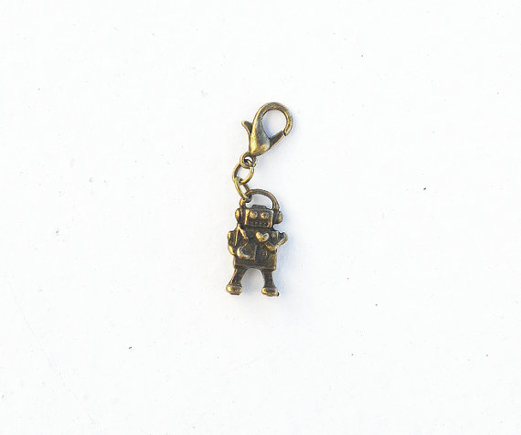 Wedding - Robot Zipper Pull- Charm Clip for Zippers, Purses, Bags, Key Chain, Pet Collar, and More