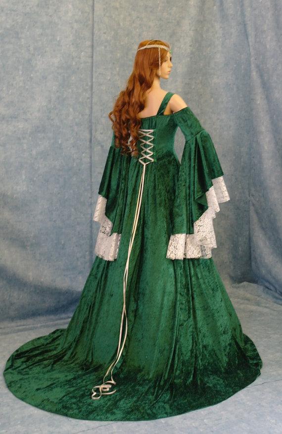 Wedding - Renaissance medieval handfasting  wedding fantasy celtic dress custom made