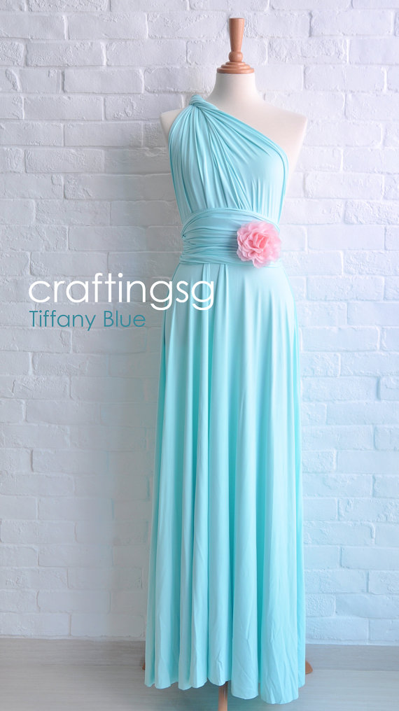 Свадьба - Bridesmaid Dress Infinity Dress Tiffany Blue Floor Length Wrap Convertible Dress Wedding Dress
