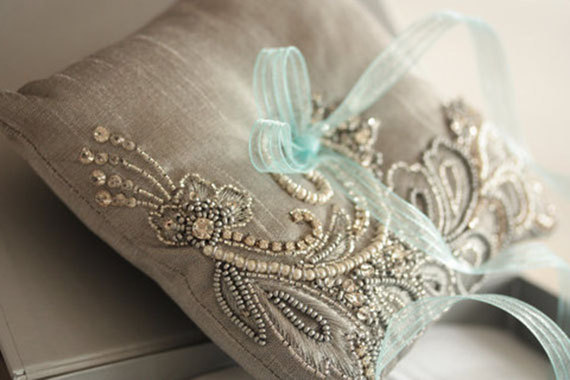 Hochzeit - Wedding Ring Pillow - Nico Grey (Made to Order)