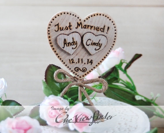 Wedding - Customize Rustic Wedding Cake Topper -Heart , Initial, Rustic wedding Deco