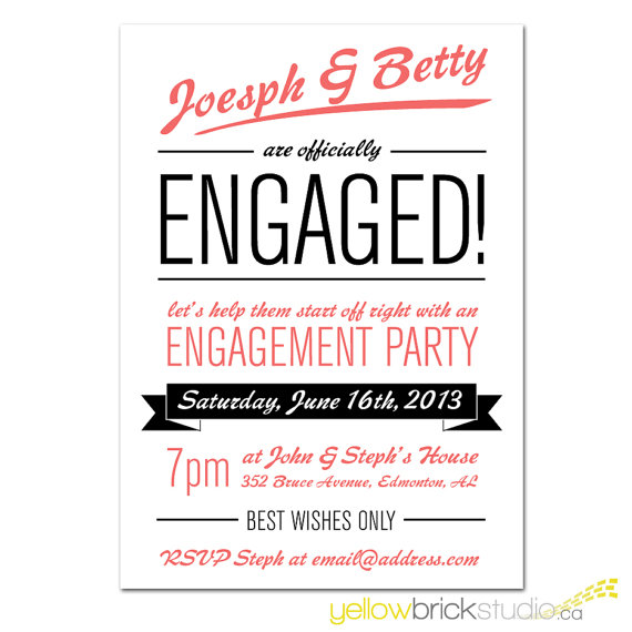 Hochzeit - engagement party invitation - DIY printable file by YellowBrickStudio