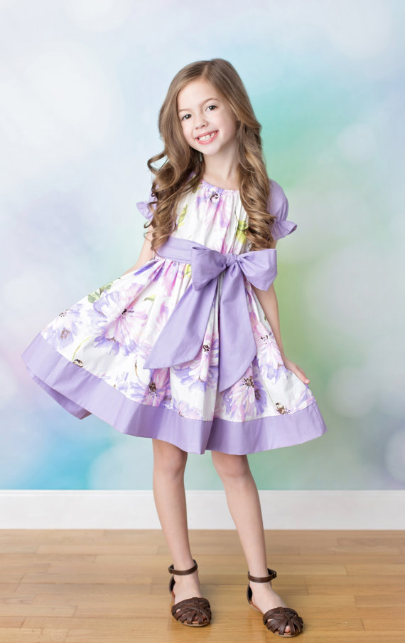 Wedding - Girls Easter Dress - Spring Dress - Spring Floral Dress - Birthday Dress - Flower Girl dress - Pageant Dress