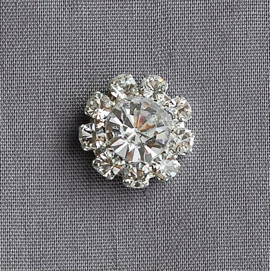 Mariage - 10 Rhinestone Buttons Round Diamante Crystal Hair Flower Comb Clip Wedding Invitation Scrapbooking Ring Napkin Ring BT053
