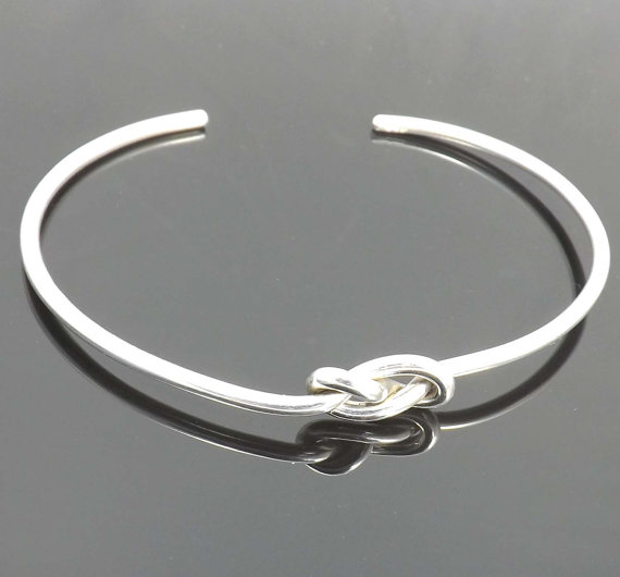 Wedding - Knot Bracelet - Bangle Cuff bracelet - Sterling silver bracelet- Bridesmaid, birthday, wedding, Mothers Day, friendship,Valentine's Day gift