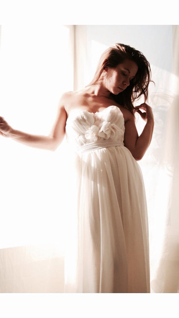 Mariage - Wedding Dress Bustier wedding gown Chiffon  Lace- In The Month Of July Gown