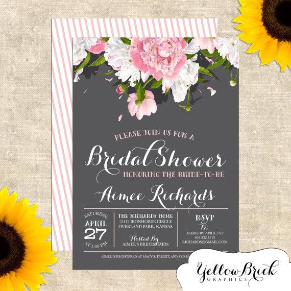 Wedding - Printable Bridal Shower Invitation -- Chalkboard Floral