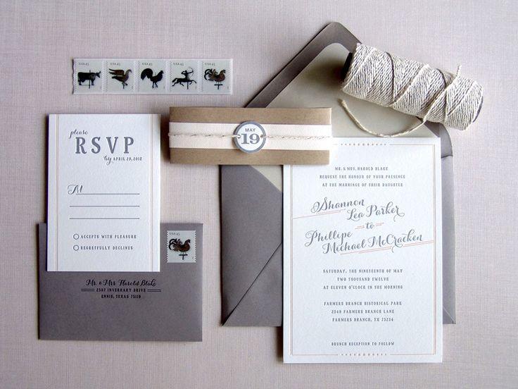 Wedding - Shannon   Phillipe's Peach And Gray Brunch Wedding Invitations