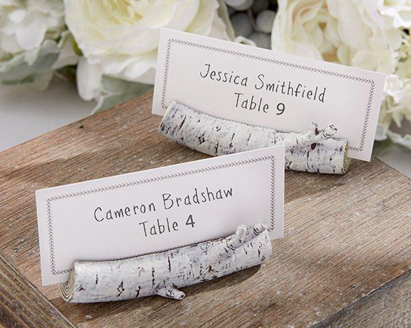 Hochzeit - White Birch Place Card Holder Wedding Favor