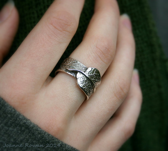 Hochzeit - Sage Leaf Ring...Engagement Ring Wedding Band Promise Ring, Unisex