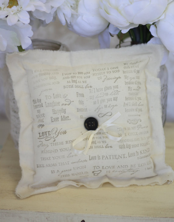 Mariage - Ring Bearer Pillow Love Quotes by Morgann Hill Designs