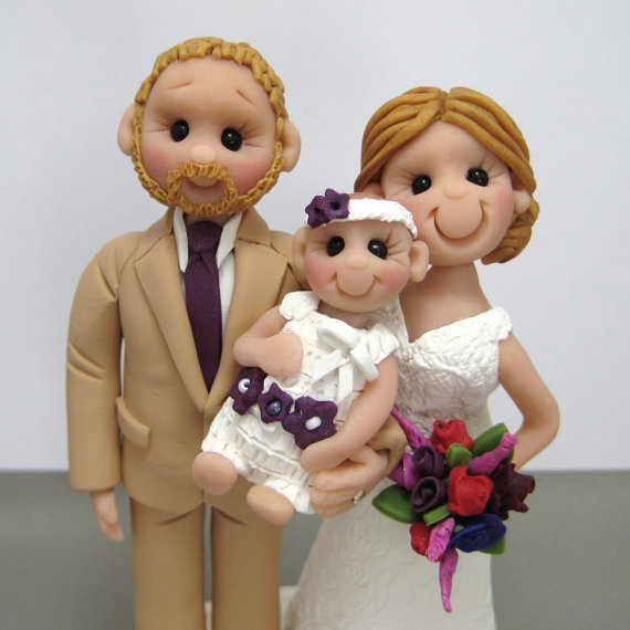 Hochzeit - DEPOSIT for a Custom made Polymer Clay Family Wedding Cake Topper